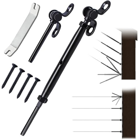 Muzata 10 Pairs 1/8 Black Cable Railing Hardware Kit Swage Toggle Turnbuckle for Wood Post T316 Stainless Steel Deck Cable Railing System Angle 180° Adjustable Stairs 20 Pack CK07
