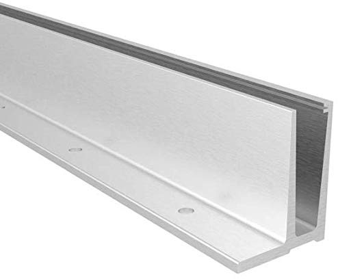 Sellon24 Barandilla de cristal entero perfil de suelo de aluminio para montaje en el suelo, perfil de aluminio anodizado para vidrio 12-21,52 mm, material completo probado por AbP, resistencia G/H: 3