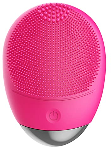 Electric Silicone Face Cleanser Brush Scrubber Ultrasonic Vibrating, Waterproof Facial Cleansing Brush, Facial Massager Tool for Exfoliating Makeup Removing Blackhead (Rose)