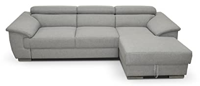 DOMO. collection Ecksofa David, Rückenfunktion, grau | Longchair rechts mit Federkern, klassisches Ecksofa in L-Form für hohen Sitzkomfort, 272 x 166 x 78 cm (BxTxH)