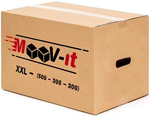 Lot de 20 cartons de déménagement, en carton renforcé et résistant, pour expédition avec poignées, rangement et emballage, réutilisables, - 50 x 30 x 30 cm