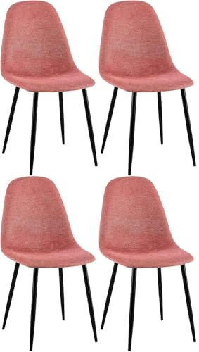 CLP Esszimmerstühle 4er Set Napier, Bequeme Küchenstühle gepolstert, Polsterstühle Esszimmer mit Rückenlehne, bis 150 kg belastbar, Farbe:orange, Material:Stoff
