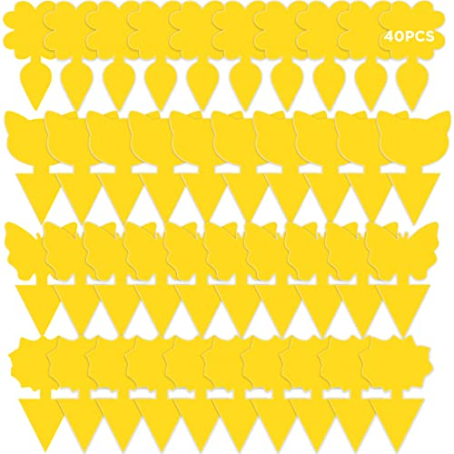 40PCS Trappole Mosche Adesivi, GeeRic Trappole Appiccicose per Insetto Pianta Parassiti Biadesivo Adesivi Trappole Inserito per Mosca,Insetti Parassiti, Moscerini,Afidi,Tarma a Balcone,Giardino Giallo