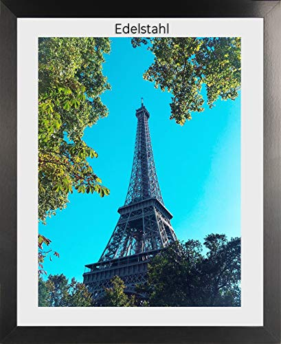 Orion Deluxe Bilderrahmen Posterrahmen 98x75 cm Puzzlerahmen Edelstahl Dekor Kunstglas Klar Hintergrund Weiss