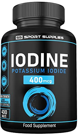 Iodine Supplement 400mcg (Over 1 Year Supply) - 400 Vegan Tablets - High Strength Natural Source of Iodine from Potassium Iodide - UK Made