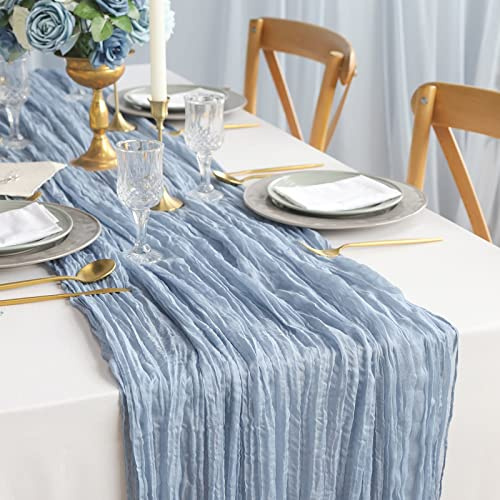 DROMCOM 2 Pcs Cheesecloth Table Runner,90 cm x 300 cm, Dusty Blue