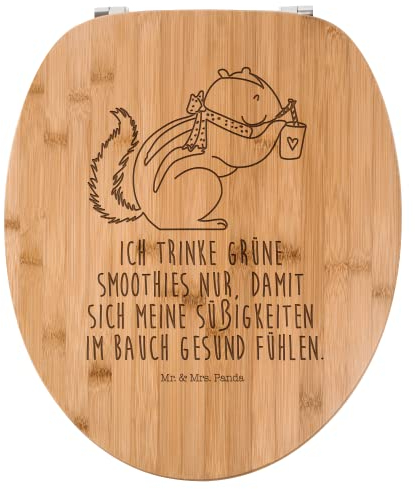 Mr. & Mrs. Panda WC Sitz Eichhörnchen Smoothie - Geschenk, lustige Sprüche, Green Smoothies, Tiermotive, Streifenhörnchen, Toilette, Tiere, Gute
