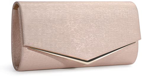 BAIGIO Elegant Abendtasche Damen Clutch Damen Brauttasche Champagner Schultertasche Einfarbige Ttasche für Hochzeit Party Cocktail