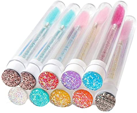 10 leere Mascara-Röhren, farbige Strasssteine, Einweg-Wimpernbürsten-Röhren, Mascara-Spoolies, Augenbrauen-Applikator, Make-up-Werkzeug, Wimperncreme-Behälter-Flasche
