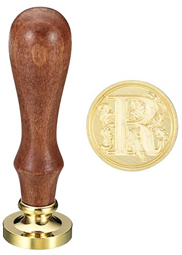 PATIKIL Alphabet R Wachs Siegel Stempel Initiale Buchstabe Siegel Wachs Stempel Klassisch Retro Abnehmbarer Messingkopf Hölzerne Handgriff für Umschlag Einladungskarten Stil 3