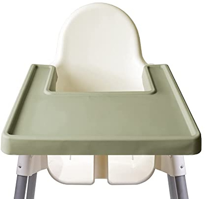 Hochstuhl Matte,Silikonmatte Kompatibel mit Ikea Hochstuhl Platzdeckchen Bpa-Frei, Wasserdicht, Leicht Zu Reinigen,Silikonmatte Tischset für Den Babyhochstuhl (Grün)