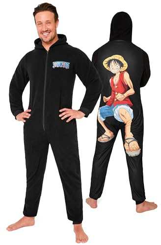 One Piece Pigiama Intero Uomo - Caldo Pigiamone in Pile con Cappuccio S-3XL - Pigiami Invernali Interi Anime Gadget Regalo