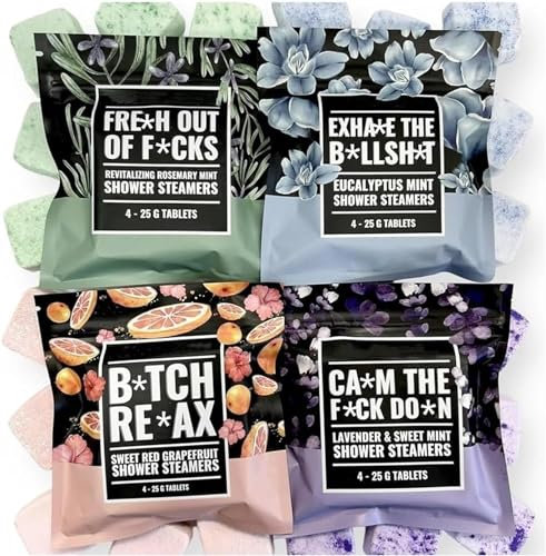 Swear, set regalo per doccia a vapore, kit per aromaterapia per la cura di sé e il relax, confezionato singolarmente, vaporizzatori da doccia unici alla lavanda e menta, regalo perfetto per donne e