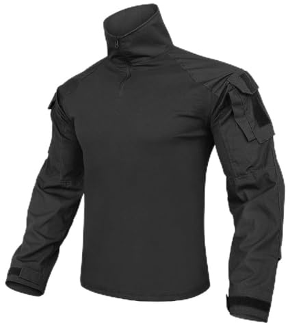 Combat Shirts tattica G3, camicia da combattimento con gomitiere, camicia tattica militare per attività all'aria aperta, softair, combattimento, Nero , M