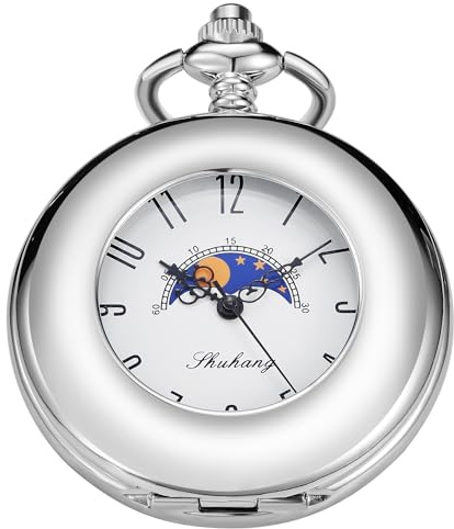 Tiong Mechanisches Uhrwerk für Herren, römisches digitales Zifferblatt, Taschenuhr, Einzelöffnung und doppelte Öffnung, mechanisches Uhrwerk, PWM06, modisch