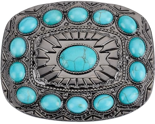 GORGECRAFT Hebilla de Cinturón Turquesa Hebillas Medievales Vintage Occidentales Estilo Bohemio Moda Cuadrado Joyería Turquesa Accesorio de Cierre Cinturón Punk para Mujeres Damas Vaquera Niñas