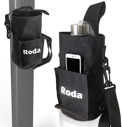 RODA Flaschenhalter mit Magnet für das Fitnessstudio, starker Magnet für Trinkflaschen bis zu 1,5 kg (50 oz), Flaschenhalter mit verstellbarem und abnehmbarem Schultergurt, schwarz