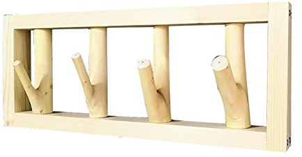 NEECS Towel Rack Wall Mount Airer,Towel Rack,Suithole with Hooks,Bathroom,Kitchen,Cloak,Stylish Bamboo Base/50 * 70Cm/5 Hook needed (40 * 17Cm/4 Hook)
