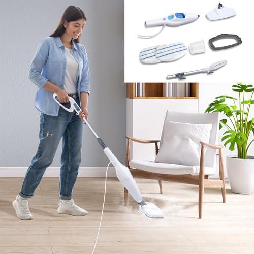 2 In 1 Floor Cleaner 1500W Powerful Mop Steamer, Steam Floor Cleaners for Hard Floors, 20s Fast Heat Up Steam Cleaner Mop Kitchen Floor Cleaner with 400ML Water Tank