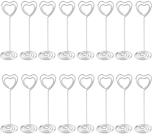 Soporte Tarjetas de Lugar,16 PCS Soporte de Número de Tabla Soportes para Números Mesa Sostenedor Foto Pinza Metal Memo Clip Holder Clip para Notas de Fotos para Notas de Escritorio,Fotos(8.8cm)