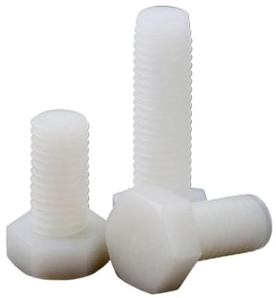 RKODRSMG M3 M4 M5 M6 M8 M10 Nylon-Sechskantschrauben Außensechskant-Kunststoffschraube Bolzen Weiße Kunststoff-Sechskantschraube(10pcs,M6x15)