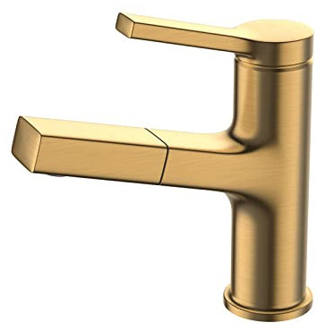 FHPEWXDG Badezimmer-Wasserhahn mit ausziehbarem Sprinkler, Messing-Waschbeckenhahn für heißes und kaltes Wasser, Waschtisch-Mischbatterie, Einhebel-Waschtischarmatur für Badezimmer