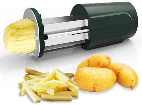 Automatische Kartoffelschneidemaschine, Elektrischer Pommes-Frites-Schneider, Mit 1/2 Und 3/8 Edelstahlklinge, Manuelle Tastensteuerung + Automatischer Zyklus-Dualmodus, Für 4,5 Zoll Lange Zutaten
