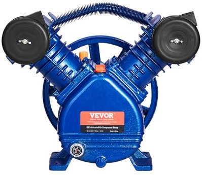 VEVOR Testa Pompa del Compressore d'Aria Potenza 3 HP Testa della Pompa a Pistone del Compressore d'Aria 2 Cilindri Lubrificata a Olio Testa Pompa Tipo V Pressione Massima 116 PSI Flusso 177L/min