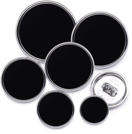 Jamsinmu 36PCS Metallknöpfe Rund Geformte Nähknöpfe Metall Flache Knöpfe Hemd Hose Knöpfe Runder JS169-Silver Black MIX