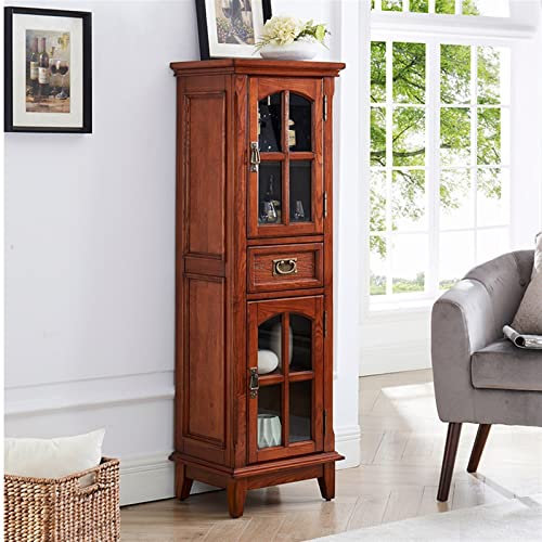 Modern Wooden Wine Cabinet Storage Organizer for Bathroom and Kitchen Compact Narrow Free Standing Side Cabinet for Small Spaces