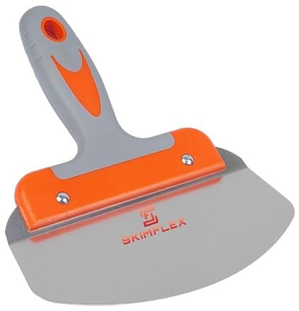 Bucket Scoop Plaster Tools - Skimflex 165mm & 200mm Flexible, Rigid, Galvanised & Curved Spatula Scoops with Cork or Rubber Handle - Pan Style & Scraper Type for Render & Plaster