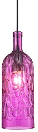 Lámpara colgante de botella de vino de vidrio industrial vintage con lámpara de cabeza única de vidrio acanalado para bar restaurante K Decor