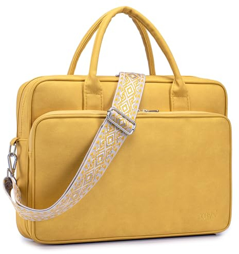 SUCIKORIO Arbeitstasche Damen Leder, Wasserdicht Laptoptasche Damen Elegant 15,6 Zoll Lehrertasche Groß Laptop Aktentaschen Leder Mit Vielen Fächern Briefcases für Arbeit, Schul, Büro