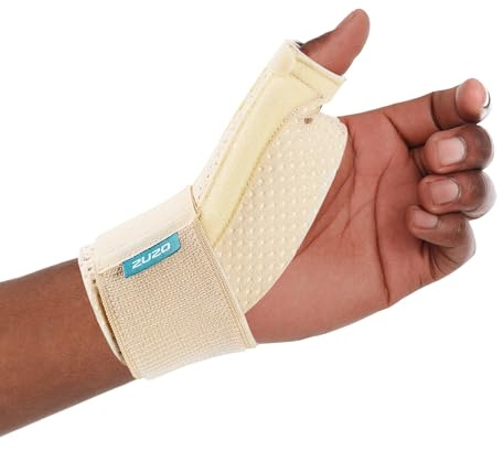 2U2O Compression Reversible Thumb & Wrist Stabilizer Splint, Beige, S-M | Finger Splint; Flexible Support; Adjustable Strap; Reversible Fit for Left and Right Hands; Suitable for Daily Activities