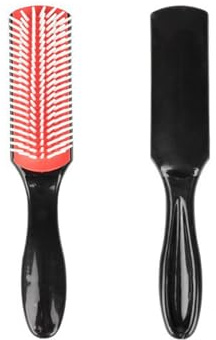 Curly Hair Brush D3 (Black & Red) 7 Row Styling Brush for Detangling, Separating, Shaping and Defining Curls - For Women and Men