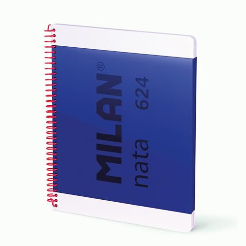 MILAN® Cuaderno A4 con espiral y tapa dura, papel cuadriculado, 80 hojas MILAN nata®, azul