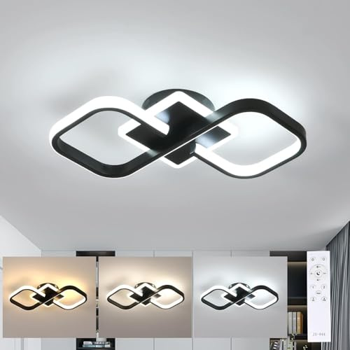 Comely Plafoniera LED Soffitto Dimmerabile, 40W 4500LM Lampada da Soffitto con Telecomando 3000K-6500K, Nero Plafoniera Moderno per Soggiorno, Camera da Letto, Sala da Pranzo