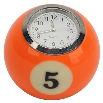 plplaaoo Billard Ball Shape Table Uhr Einzigartiges Design Genau Zeitmessung Stilvoller Dekoration für Home Bar RV Harz Material Zufällige Farbnummer