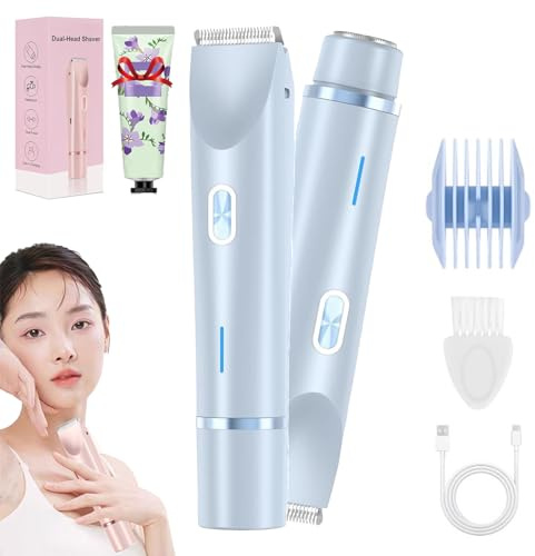 Silkysplash Rasierer, 2-In-1 Dual Head Elektrischer Intimrasierer Für Frauen, Ipx7 Wasserdicht, Nass & Trocken Anwendbar, Usb-C Aufladung, Für Intimbereich, Beine & Achseln (Blau)