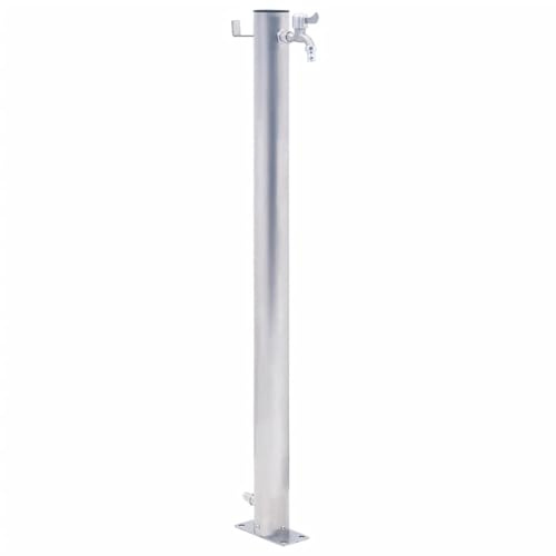 Gecheer Colonna d'Acqua da Giardino 100 cm Acciaio Inox Rotonda,Fontana da Giardino,Fontana,con Rubinetto e Raccordo Resistente a UV e Gelo,Doccia per Animali,Irrigazione Giardino,P364503