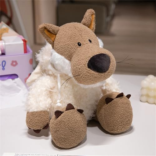 Ueiwffzo Wolf Plüschtier Schaf Kuscheltier, Cartoon Tier Plüschtier Kinder Weich Plüsch Puppe Spielzeug Stofftier Plüschkissen Für Kinder Geschenk Mädchen (35cm,Wolf)