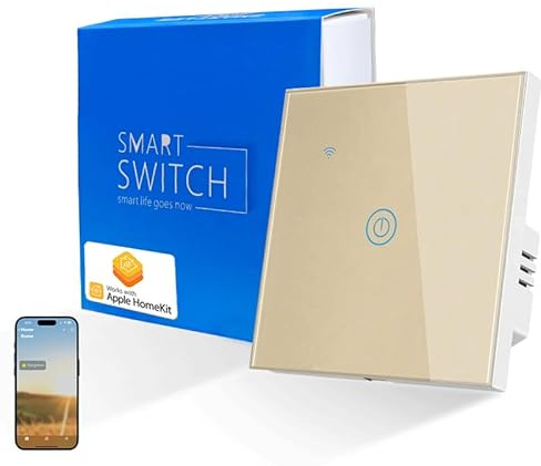Naigebrol Apple Homekit Smart WiFi Lichtschalter - Neutralleiter erforderlich HomeKit kompatibel Touch Panel Glas Modernes Design 1/2/3 Gang UK Standard Flammschutzmittel