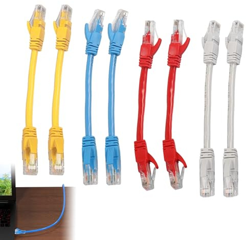 8Pcs Short Cat6 Patch Cable 15cm 1000Mbps High Speed Ethernet Wire, 4 Color | Network LAN Patch Leads with RJ45 Connectors for Router, Modem, Switch, TV, PC, Server and Patch Panel Connections