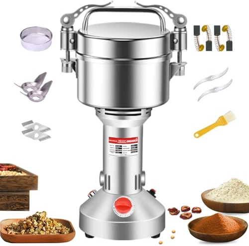 MELVTATA 850g Grain Grinder 2800W Electric Spice Grinder High-Speed Stainless Steel Flour Mill Suitable for Coffee/Corn/Pepper/Herbs/Wheat/Rice