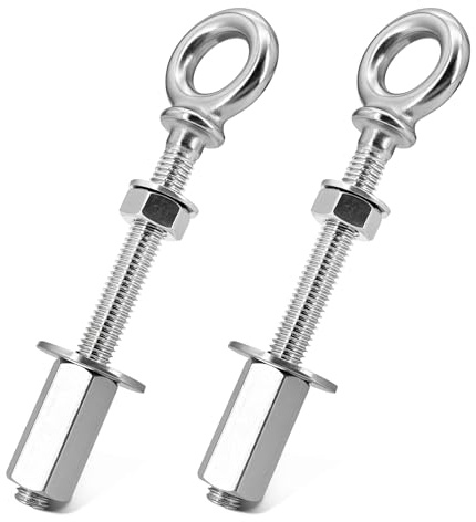 Ringschraube m8 für Ducato Hecktürscharniere - Edelstahl 316 M8x80mm für Jumper, Boxer, Wohnmobil Zubehör, Ösenschraube mit Unterlegscheiben und Langmuttern 2 Stk