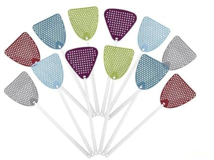 Pala matamoscas - Pack de 12 Unidades, Medidas 14x45x0.5 cm, Materiales duraderos, Ideal para Uso doméstico y Profesional.