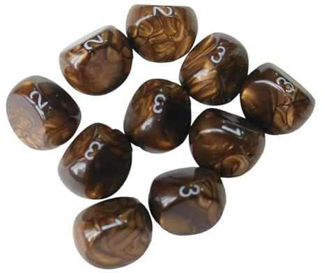 perfeclan Ensemble de 10 dés en acrylique, accessoires de fête, jeux de rôle, jouets de bar, dés à 3 faces, pour jeu de cartes, or