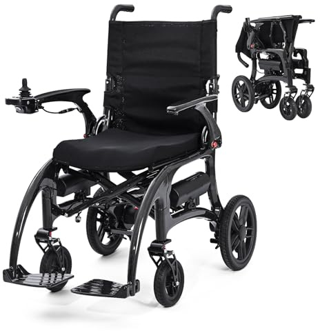 XP01 Silla de ruedas eléctrica plegable, fibra de carbono, motor de 400W, autonomía de 25km, capacidad de carga de 150kg, batería de litio extraíble, ideal para viajar y para el uso diario.