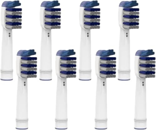 Lot de 8 têtes de brosse de remplacement compatibles Oralb Tri-Zone, Nettoyage triple action, poils souples DuPont, protection des gencives et élimination optimale de la plaque