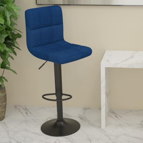 Tonture Barhocker Blau Stoff, Höhenverstellbar mit Gasfeder, Drehbar 360°, Moderner Küchen Tresenhocker, Robuster Barstuhl mit Fußstütze für Essbereich, 110 kg Tragkraft